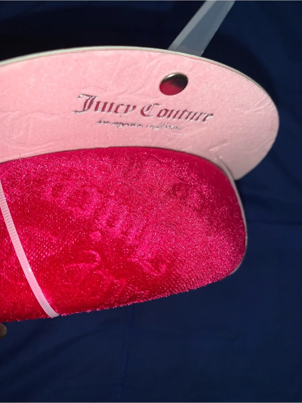 Juicy Couture Hot Pink Embossed Velvet Padded Headband NWT